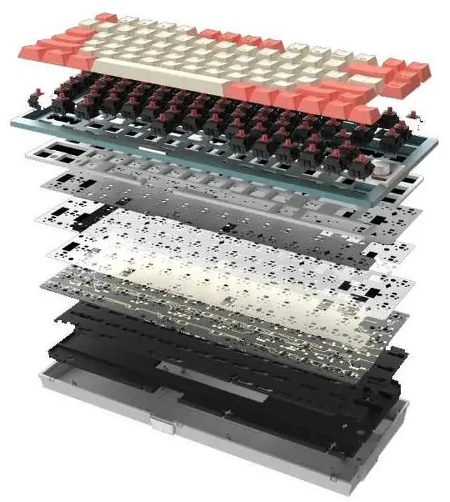 Alt view image 3 of 7 - Cherry 75% 81 Keys Wireless Gaming Mechanical Keyboard, BT/USB-C Hot Swappable New Vintage Keyboard, White Backlit Computer Keyboards for PC/MAC/iOS, MX2A Silent Red Switches, Blue/Pink