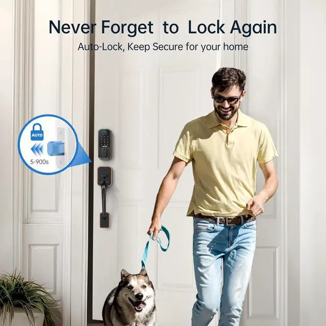 Alt view image 6 of 7 - WiFi Smart Locks for Front Door:  Keyless Entry Door Lock with Handle, Fingerprint Keypad Deadbolt Front Door Lock Set, Electronic Biometric Digital Lock, App Remote Control, Oil Rubbed Bronze
