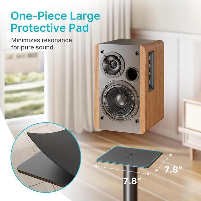 Alt view image 5 of 7 - Speaker Stands Pair for Surround Sound,55 LBS Capacity,30.1 inch Floor Bookshlef Speaker Stands,Cable Management,Large Base,1 Pair,Black
