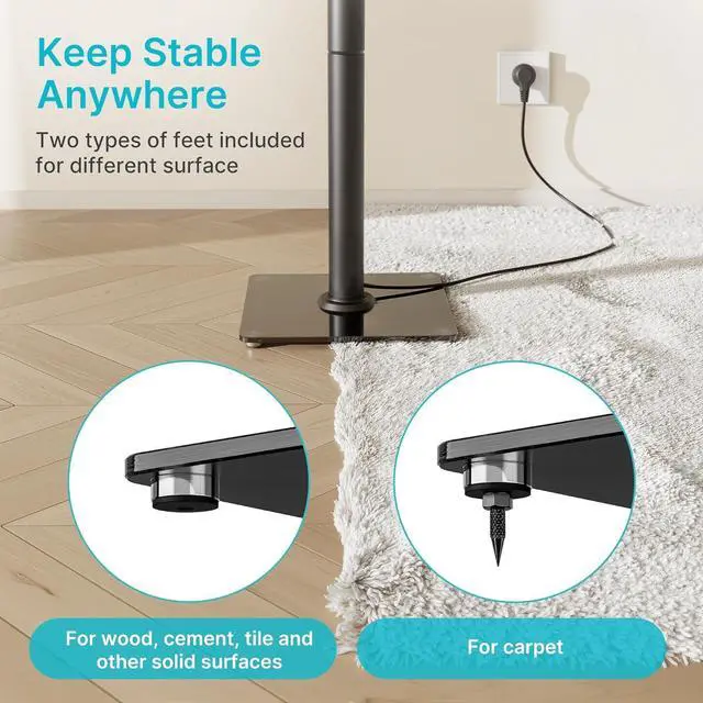 Alt view image 7 of 7 - Speaker Stands Pair for Surround Sound,55 LBS Capacity,30.1 inch Floor Bookshlef Speaker Stands,Cable Management,Large Base,1 Pair,Black