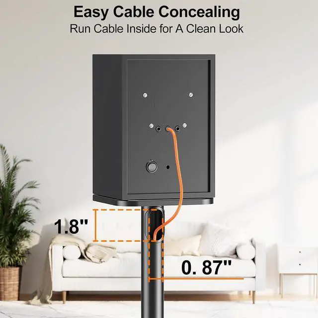 Alt view image 7 of 7 - Universal Speaker Stands Height Adjustable 28"-37.4", Bookshelf Speaker Stand Pair for Satellite Studio Large Speakers Up to 22 lbs, Surround Sound Speaker Stand with Cable Management, Black