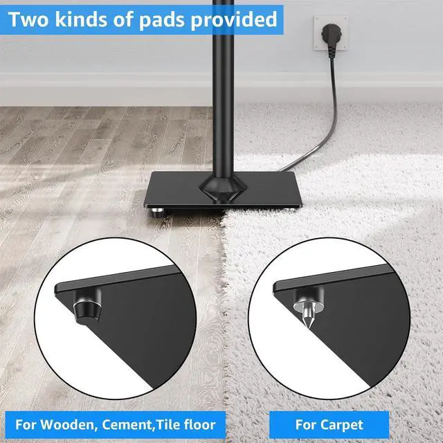 Alt view image 5 of 7 - Universal Speaker Stands Pair for Surround Sound, 31" Height Floor Speaker Stands, Holds Bookshelf Speaker Satellite Speaker Large Speaker, Up to 22LBS Cable Concealing 9.8" Plate Black MU9132