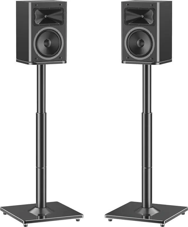 Main image of Universal Speaker Stands Pair 28.3" to 37.4" Height Adjustable Floor Speaker Stands, Holds Bookshelf & Satellite Speaker Large Speaker, Up to 22LBS Cable Concealing 9.8" Plate Black MU9132-L