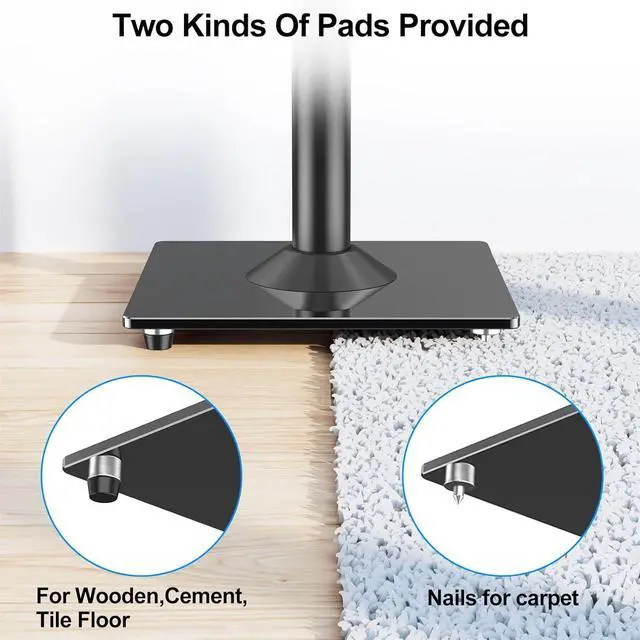 Alt view image 5 of 7 - Universal Speaker Stands Pair 28.3" to 37.4" Height Adjustable Floor Speaker Stands, Holds Bookshelf & Satellite Speaker Large Speaker, Up to 22LBS Cable Concealing 9.8" Plate Black MU9132-L