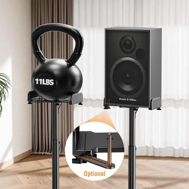 Alt view image 7 of 7 - Universal Speaker Stands Pair Height Adjustable Max 43.3", Surround Sound Speaker Stands for Bookshelf Speaker Satellite Rear Speakers Up to 11 lbs, Spring-Loaded Plate Extends to 10", YD5028
