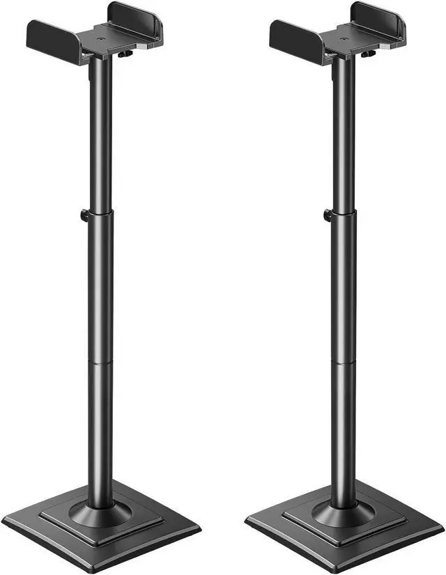 Main image of Universal Speakers Stands Pair 34" to 43.3" Height Adjustable Holds Bookshelf Speakers Satellite Speakers Up to 11LBS Cable Concealing 1 Pair Spring-Loaded Plate Extends to 10" MU9138 Black