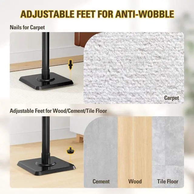 Alt view image 5 of 7 - Dream Speaker Stands Height Adjustable for Satellite & Small Bookshelf Speakers, Set of 2 Floor Stand Mount for Bose Polk JBL Sony Yamaha and Others - 11LBS Capacity MD5402