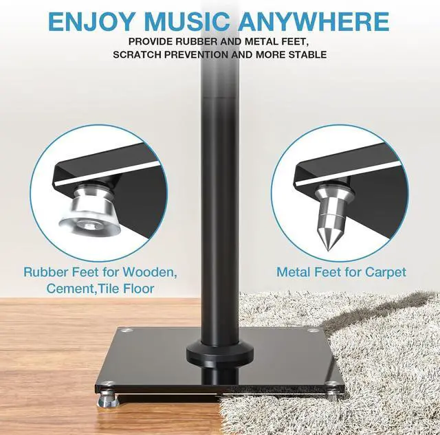 Alt view image 3 of 7 - Universal Speaker Stands Pair for Surround Sound, 28 Inch Floor Speaker Stands with Cable Management Holds 22lbs Bookshelf Speaker Satellite Speaker, 1 Pair