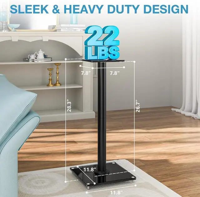 Alt view image 4 of 7 - Universal Speaker Stands Pair for Surround Sound, 28 Inch Floor Speaker Stands with Cable Management Holds 22lbs Bookshelf Speaker Satellite Speaker, 1 Pair