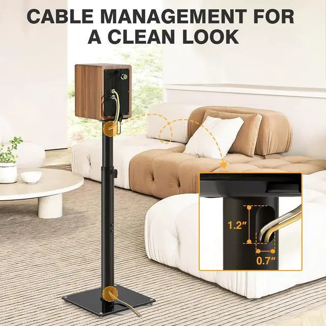 Alt view image 6 of 7 - Speaker Stand Height Adjustable from 32"-43" Bookshelf Speaker Stand Pair for Satellite Speakers with 360° Swivel, Ideal for Home Theater and Music Studio, Set of 2 for Bose Polk JBL Sony Yamaha