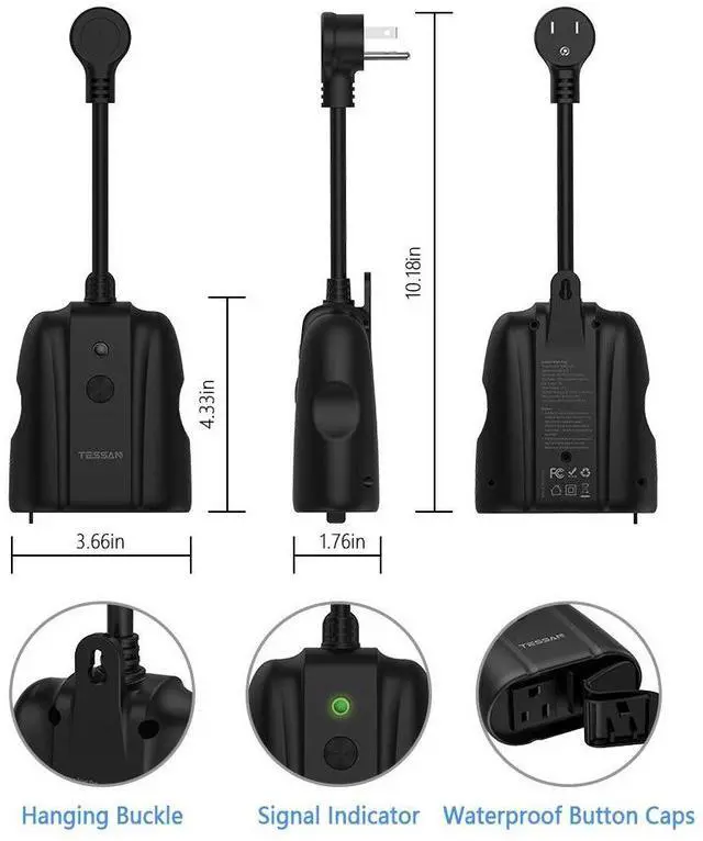 Alt view image 6 of 7 - Outdoor Smart Plug Waterproof,  Smart WiFi Outlet Works with Alexa, Google Assistant, 2 Individual Sockets Outside Power Strip with Switch, 2.4GHz Wi-Fi Only, for Lights and 2HP Pool Pump
