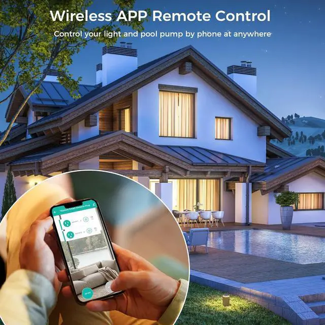 Alt view image 3 of 7 - Outdoor Smart Plug Waterproof,  Smart WiFi Outlet Works with Alexa, Google Assistant, 2 Individual Sockets Outside Power Strip with Switch, 2.4GHz Wi-Fi Only, for Lights and 2HP Pool Pump