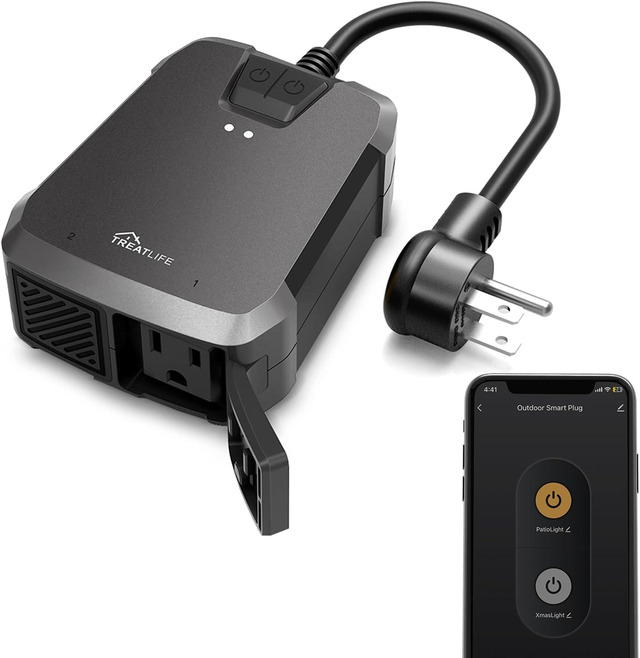 thumbnail image 2 of Eva Logik Outdoor Smart Plug - 2.4G WiFi Outlet Works With Alexa & Google Home - Black, 2 Outlets 2 of 6