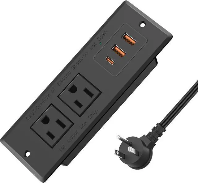 Main image of Recessed Power Strip, Flush Mounted Drawer Outlet with PD 20W Fast Charging USB-C Ports, Recessed Outlet for Conference Rooms, Office Tables, Furniture, 6.5FT Cord (ETL Listed)