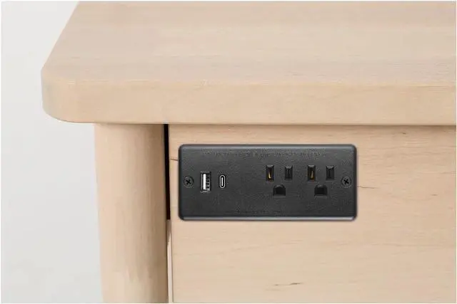 Alt view image 6 of 7 - 20W Recessed Power Strip Flat Plug, Desk Outlet with USB, Conference Recessed Power Outlet Socket with Fast Charging USB C, 10ft Power Cord for Furniture, Home, Office(Black)