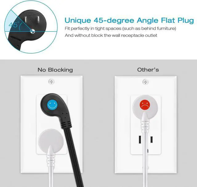 Alt view image 5 of 7 - 20W Recessed Power Strip Flat Plug, Desk Outlet with USB, Conference Recessed Power Outlet Socket with Fast Charging USB C, 10ft Power Cord for Furniture, Home, Office(Black)