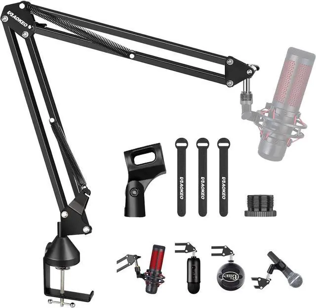 Main image of Microphone Arm, AK-35 Microphone Desk Stand-Microphone Suspension Boom Scissor Arm Stand For Blue Yeti,Blue Snowball iCE,QuadCast,Elgato