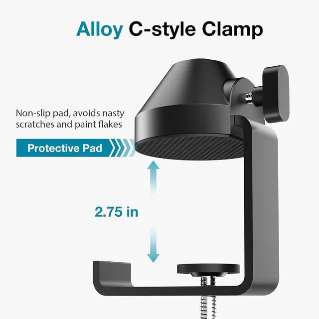 Alt view image 6 of 7 - Low Profile Mic Arm, 360° Rotatable Microphone Arm Stand Foldable Desk Mic Boom Arm for Fifine AM8 K669B Blue Yeti HyperX QuadCast SoloCast AT2020 and Other Mics