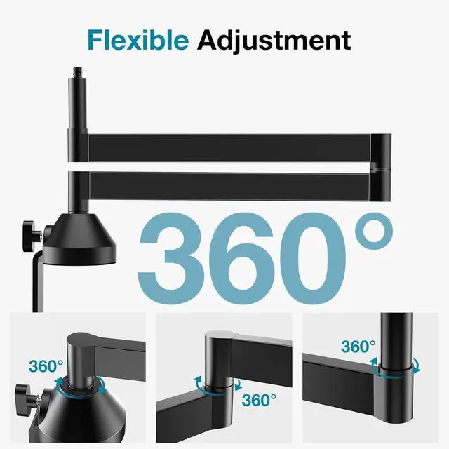 Alt view image 4 of 7 - Low Profile Mic Arm, 360° Rotatable Microphone Arm Stand Foldable Desk Mic Boom Arm for Fifine AM8 K669B Blue Yeti HyperX QuadCast SoloCast AT2020 and Other Mics