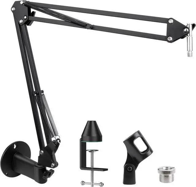 Main image of Microphone Wall Mount and Metal Table Mounting Clamp, Universal Microphone Boom Arm Stand Compatible with HyperX QuadCast, Blue Yeti, Blue Snowball, Shure SM58