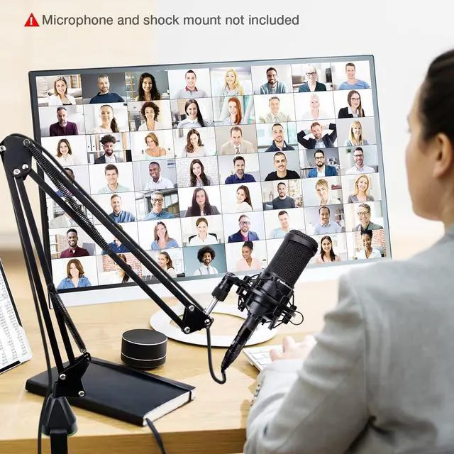 Alt view image 6 of 6 - Microphone Wall Mount and Metal Table Mounting Clamp, Universal Microphone Boom Arm Stand Compatible with HyperX QuadCast, Blue Yeti, Blue Snowball, Shure SM58