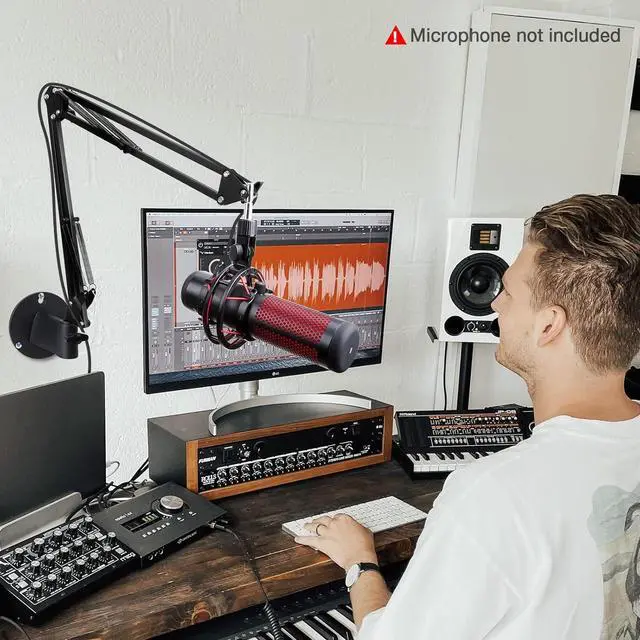Alt view image 5 of 6 - Microphone Wall Mount and Metal Table Mounting Clamp, Universal Microphone Boom Arm Stand Compatible with HyperX QuadCast, Blue Yeti, Blue Snowball, Shure SM58