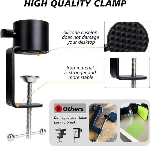 Alt view image 5 of 7 - Mic Stand Boom Arm - Microphone Arm Compatible with HyperX QuadCast, 360° Rotation Microphone Stand, Weighted Metal Mic Boom Arm for HyperX QuadCast,Blue Yeti,Shure MV7,Rode and Most Gaming