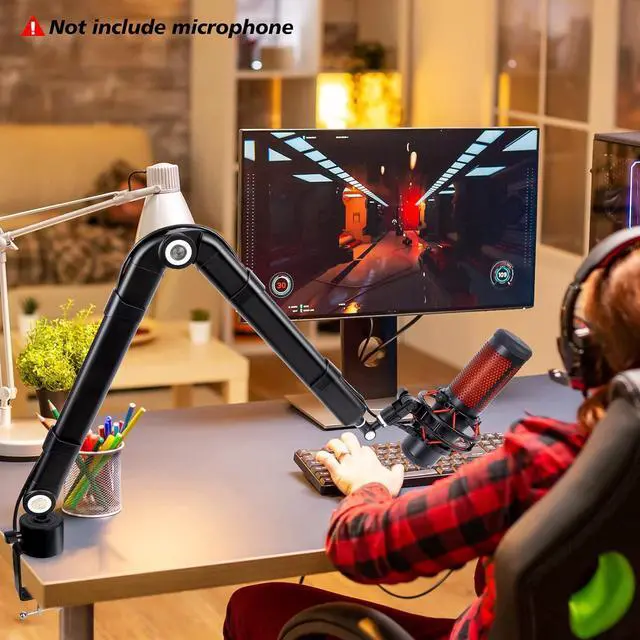 Alt view image 7 of 7 - Mic Stand Boom Arm - Microphone Arm Compatible with HyperX QuadCast, 360° Rotation Microphone Stand, Weighted Metal Mic Boom Arm for HyperX QuadCast,Blue Yeti,Shure MV7,Rode and Most Gaming