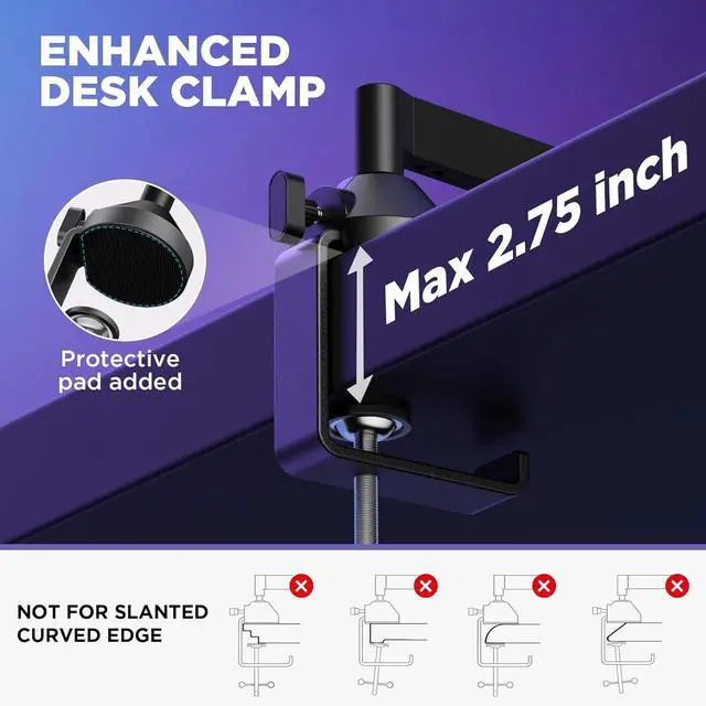 Alt view image 7 of 7 - Low Profile Mic Arm, 360° Rotatable Microphone Arm Stand Foldable Desk Mic Boom Arm with 3/8" to 5/8" Adapter for Fifine AM8 K669B Blue Yeti HyperX QuadCast SoloCast AT2020 and Other Mics