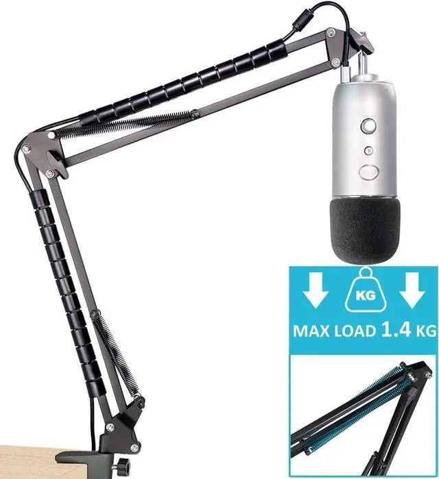 Alt view image 2 of 7 - Blue Yeti Microphone Boom Arm Stand with Pop Filter, Compatible with Blue Yeti Mic
