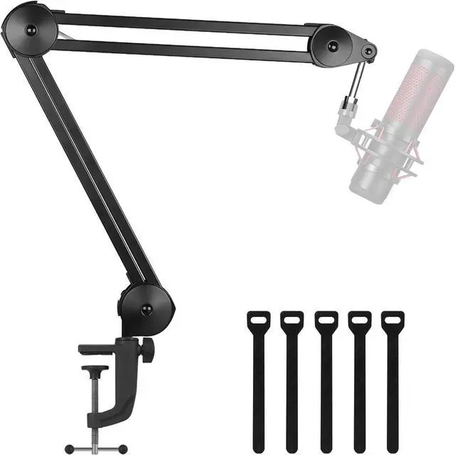 Main image of Microphone Arm Stand, Heavy Duty Mic Arm Microphone Stand Suspension Scissor Boom Stands with Mic Clip and Cable Ties for Blue Yeti Snowball Hyper X QuadCast SoloCast Fifine Gaming (Medium)