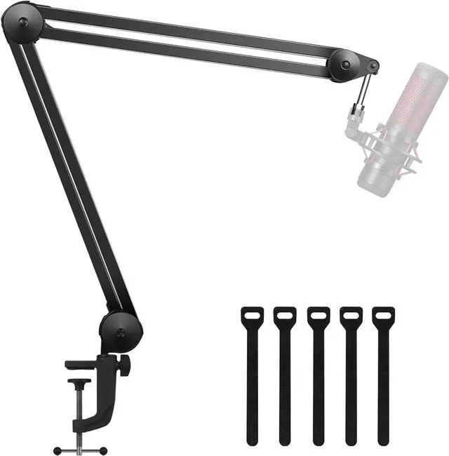 Main image of Microphone Arm Stand, Heavy Duty Mic Arm Microphone Stand Suspension Scissor Boom Stands with Mic Clip and Cable Ties for Blue Yeti Snowball Hyper X QuadCast SoloCast Fifine Gaming(Large)