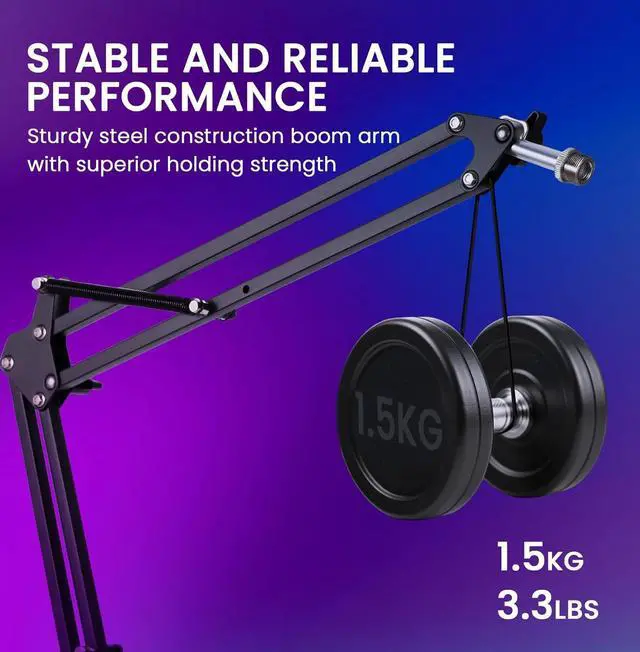 Alt view image 7 of 7 - Mic Arm Microphone Arm for Blue Yeti Microphone, HyperX QuadCast, SoloCast Yeti x and other Mics, Mic Boom Arm with Desk Mount Clamp 3/8" to 5/8" Screw for Live Streaming Podcasting Gaming