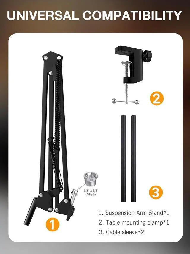 Alt view image 6 of 7 - Seiren V3 Mini Boom Arm - Mic Arm for Razer Mini, Seiren V2, Seiren X and Most Microphone, Adjustable Boom Scissor Arm Stand with 3/8" to 5/8" Adapter