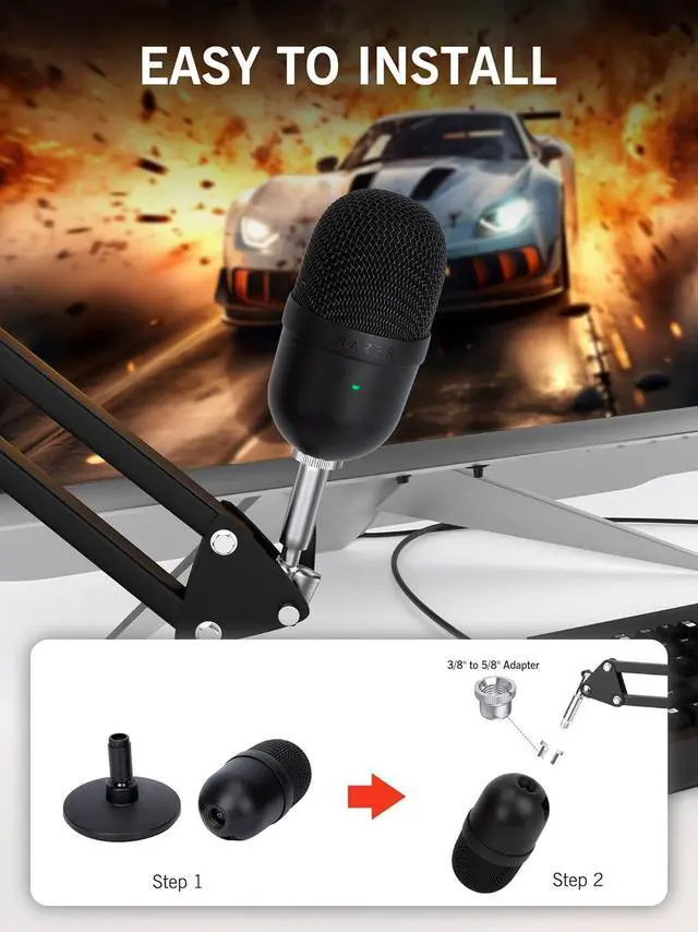 Alt view image 2 of 7 - Seiren V3 Mini Boom Arm - Mic Arm for Razer Mini, Seiren V2, Seiren X and Most Microphone, Adjustable Boom Scissor Arm Stand with 3/8" to 5/8" Adapter