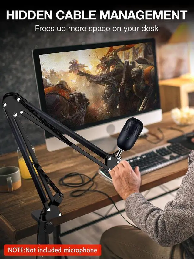 Alt view image 7 of 7 - Seiren V3 Mini Boom Arm - Mic Arm for Razer Mini, Seiren V2, Seiren X and Most Microphone, Adjustable Boom Scissor Arm Stand with 3/8" to 5/8" Adapter