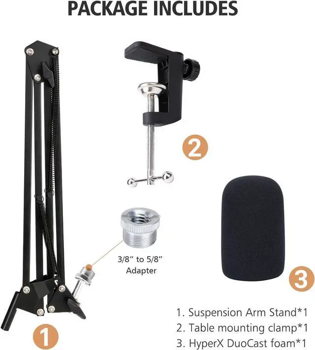 Alt view image 5 of 6 - HyperX DuoCast Boom Arm - HyperX Microphone Arm Compatible with HyperX DuoCast, Mic Arm with Microphone Cover, Improve Sound Quality, Microphone Arm for DuoCast