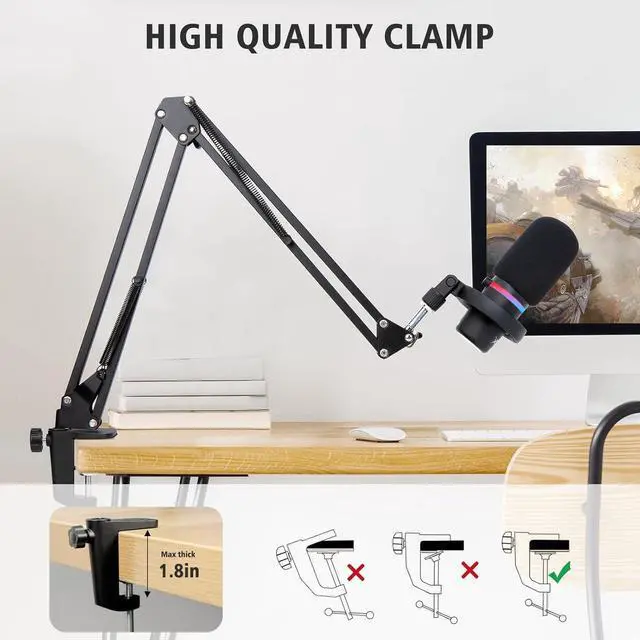 Alt view image 4 of 6 - HyperX DuoCast Boom Arm - HyperX Microphone Arm Compatible with HyperX DuoCast, Mic Arm with Microphone Cover, Improve Sound Quality, Microphone Arm for DuoCast