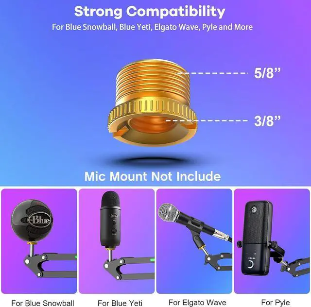 Alt view image 7 of 7 - RGB Microphone Arm Stand,Mic Arm with RGB Light for QuadCast/Blue Yeti/Snowball/Shure SM7B/Rode NT1/Elgato,Rotatable Suspension Boom Scissor Stand for Gaming Streaming Podcasting YouTube