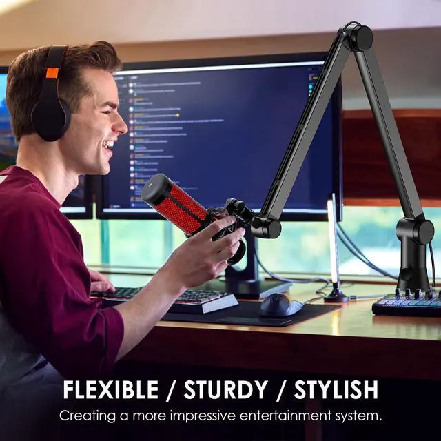 Alt view image 6 of 7 - Mic Boom Arm Stand Compatible with Shure SM7B, MV7, Blue Yeti Mic, Fifine microphone, HyperX QuadCast Mic and Most Microphones, Premium Microphone Arm