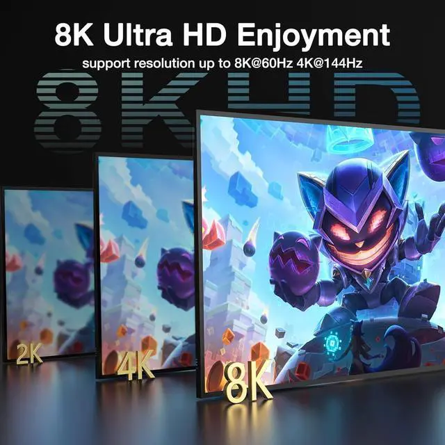 Alt view image 6 of 7 - 8K HDMI KVM Switch 2 Monitors 2 Computers 8K@60Hz 4K@144Hz,USB 3.0 Dual Monitor KVM Switch for 2 Computer Share 2 Monitor and 4 USB3.0 HUB,Wired Remote,12V Power Adapter and USB Cable Included