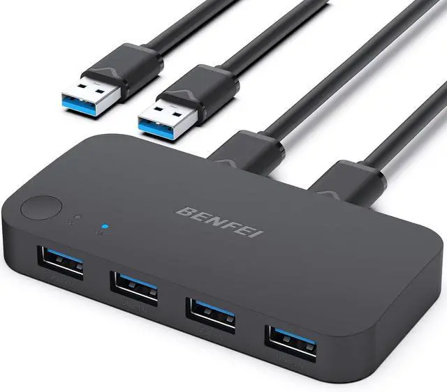 Main image of USB 3.0 Switch, USB Switch 2 Computers Share 4 USB for PC, Mouse, Keyboard, Printer, Scanner, USB KVM Switch Selector Compatible with Windows, Mac, Linux