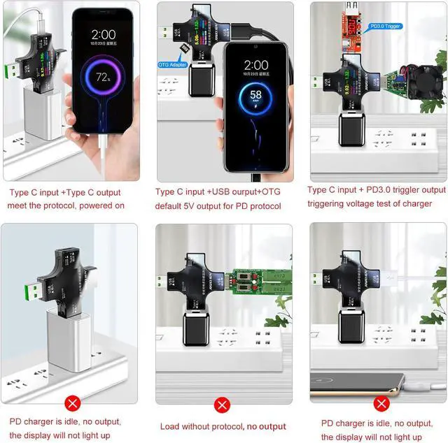 Alt view image 7 of 7 - 2 in 1 Type C USB Tester Color Screen LCD Digital Multimeter, USB C Voltage Current Voltmeter Amp Volt Ammeter Detector USB Cable Charger Indicator DC3.6-30V/0-5.1A