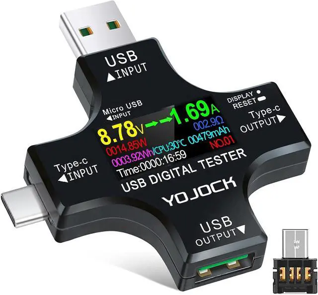Main image of USB C Tester USB Power Meter 2 in 1 Digital Multimeter 3.6-32V 0-8.0A Voltage and Current Tester, Type C Voltmeter Battery Capacity Volt Ammeter Power Bank USB Cable Charger Detector