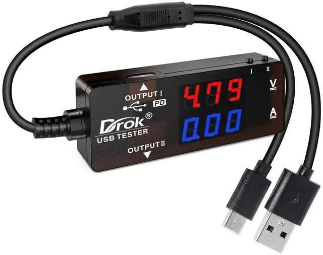 Main image of USB Tester, USB-A USB-C 2.0 Multimeter Dual USB Ports PD QC 3.0 with Color LED Display Battery Charger Monitor, 7 Modes Capacity Voltage Current Power for Laptop Power Bank Solar Panel