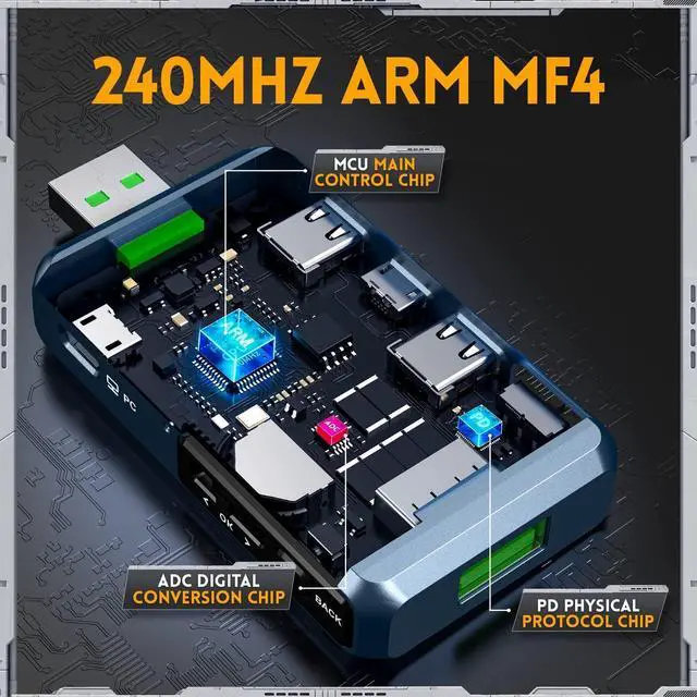 Alt view image 5 of 7 - USB Tester 4-24V 6.5A LCD USB A&C Voltage Current Power Display Multimeter with App Software, Fast Charge Detection Trigger, PD2.0/PD3.0,QC2.0/QC3.0, CNC Metal Shell