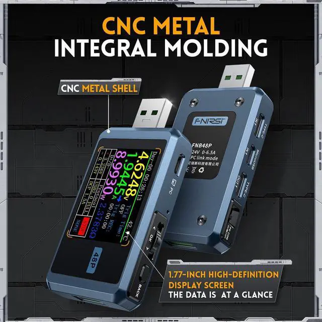 Alt view image 7 of 7 - USB Tester 4-24V 6.5A LCD USB A&C Voltage Current Power Display Multimeter with App Software, Fast Charge Detection Trigger, PD2.0/PD3.0,QC2.0/QC3.0, CNC Metal Shell