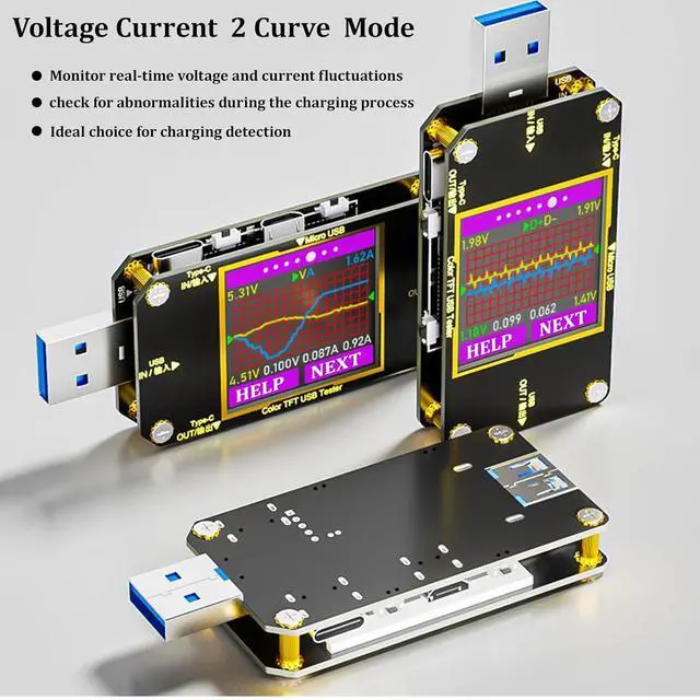 Alt view image 3 of 7 - USB C Power Meter Tester, Voltmeter Ammeter Load Tester, Voltage and Current Monitor With Braided C to C Cable (1.5Ft/50cm) - Test Cable Speed - PD 2.0/3.0 QC 2.0/3.0/4.0