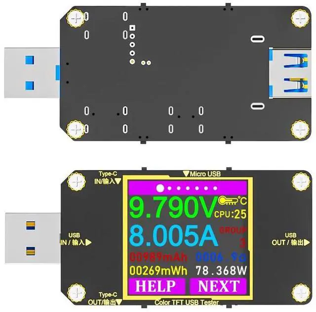 Alt view image 7 of 7 - USB C Power Meter Tester, Voltmeter Ammeter Load Tester, Voltage and Current Monitor With Braided C to C Cable (1.5Ft/50cm) - Test Cable Speed - PD 2.0/3.0 QC 2.0/3.0/4.0