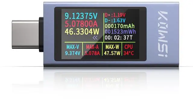 Main image of USB C Tester Power Meter, 4-30V 0-12A Type-C PD Tester Digital Multimeter, Voltage and Current Tester Meter Voltmeter, Power Bank Capacity USB Cable Charger Detector (KWS-2303C)